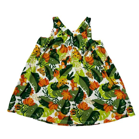 MAYORAL Jungle Tiger Forest Monstera Swing Tank Dress Size 6 116 Green Orange - Picture 2 of 4